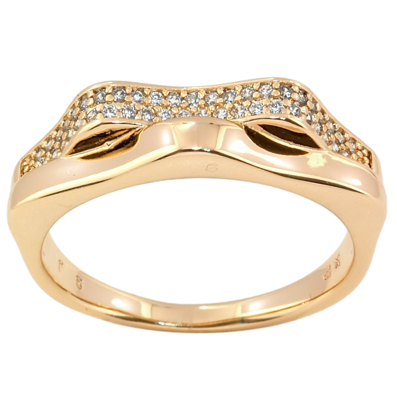 Кольцо Xuping Позолота 18K Волны инкрустация цирконием фото №1 Кольцо Xuping Позолота 18K Волны инкрустация цирконием фото №1