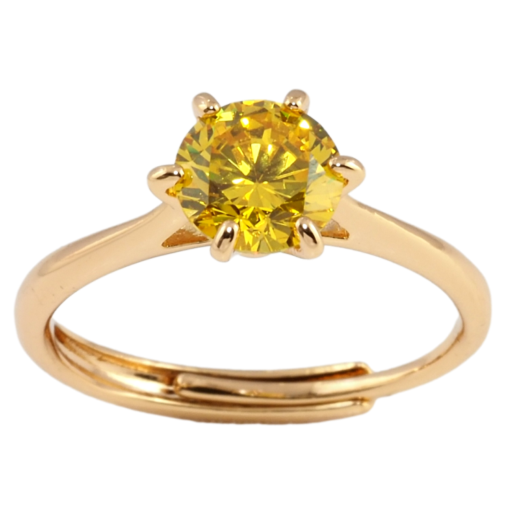 Каблучка Xuping Позолота 18K Жовтий фіаніт, ø 7мм фото №8