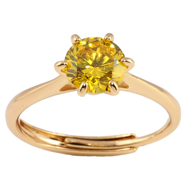 Кольцо Xuping Позолота 18K Желтый фианит, ø 7мм фото №1