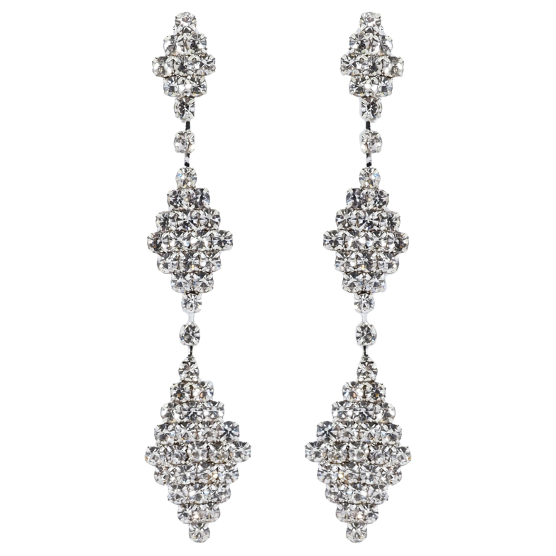 Сережки пусети Декоративні підвіски зі стразами фото №1