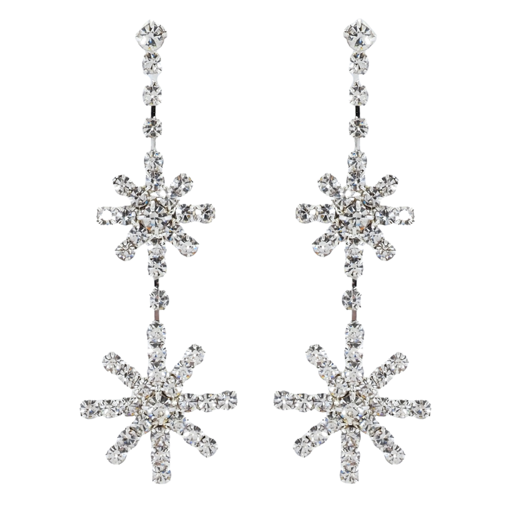 Сережки пусети Підвіски зі стразами сніжинки фото №8