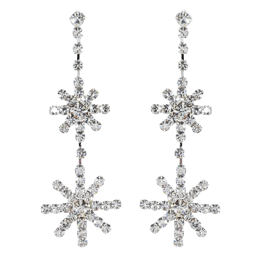 Сережки пусети Підвіски зі стразами сніжинки фото №1