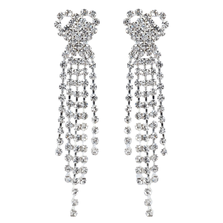 Серьги пусеты Декоративные подвески сердечки со стразами фото №21