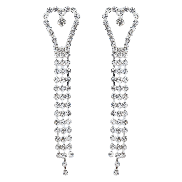 Серьги пусеты Декоративные подвески сердечки со стразами фото №20