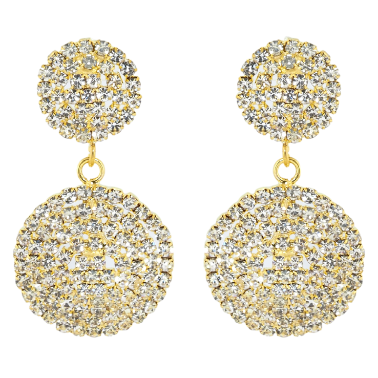 Сережки пусети Декоративні круглі підвіски зі стразами фото №20