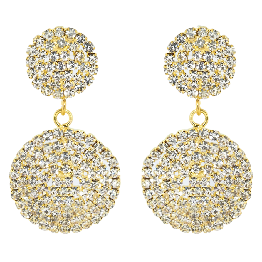 Сережки пусети Декоративні круглі підвіски зі стразами фото №1