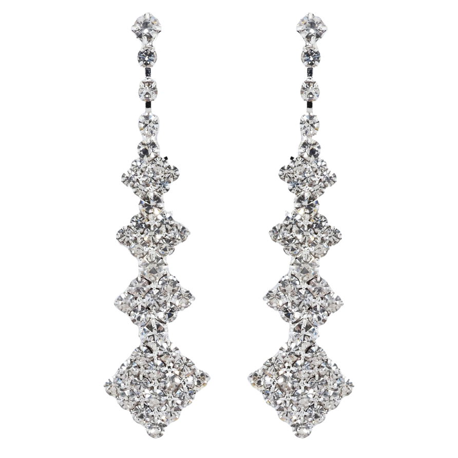 Сережки пусети Декоративні ромбові підвіски зі стразами фото №1