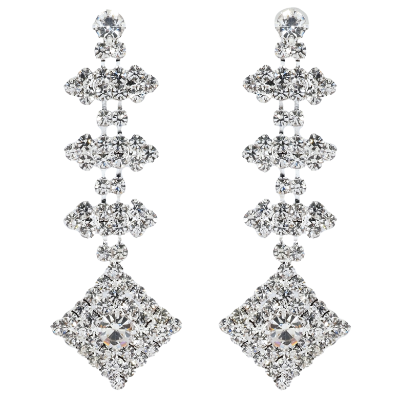 Серьги пусеты Декоративные подвески со стразами фото №1