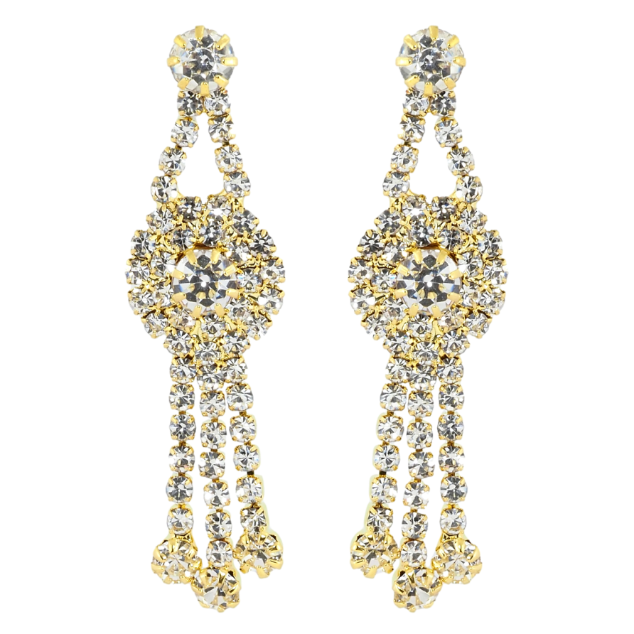 Серьги пусеты Декоративные подвески со стразами фото №1