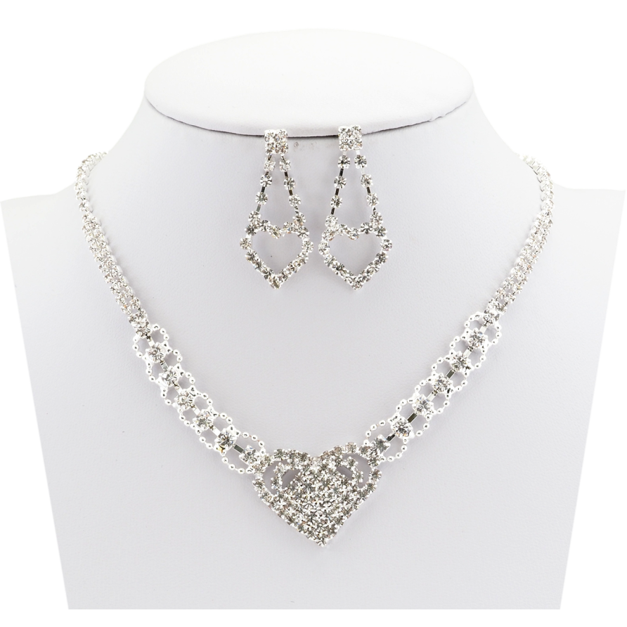 Набір Сережки Кольє Серце довжина 34-50см х 3мм фото №1