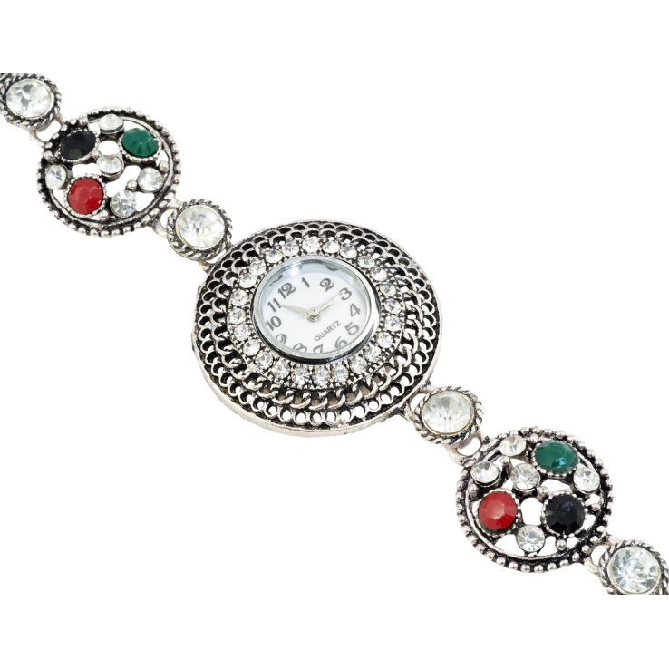 Браслет Декоративные часы с цветными стразами длина 18.5см х 9-36мм ЧАСЫ НЕ РАБОТАЮТ! фото №5 Браслет Декоративные часы с цветными стразами длина 18.5см х 9-36мм ЧАСЫ НЕ РАБОТАЮТ! фото №5