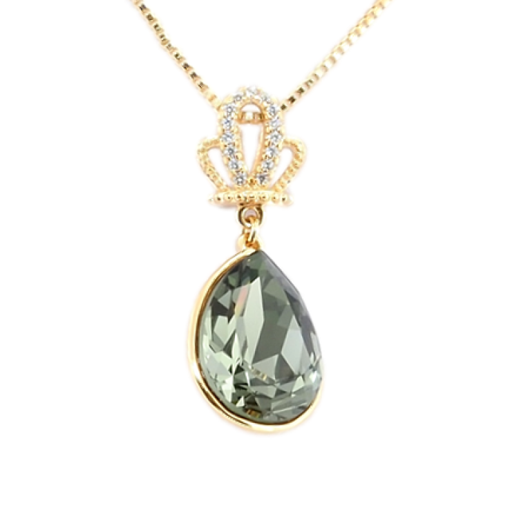 Кулон Xuping колір 18K з кристалами Swarovski на ланцюжку Корона та Грушоподібний Кристал Graphite фото №19 Кулон Xuping колір 18K з кристалами Swarovski на ланцюжку Корона та Грушоподібний Кристал Graphite фото №19