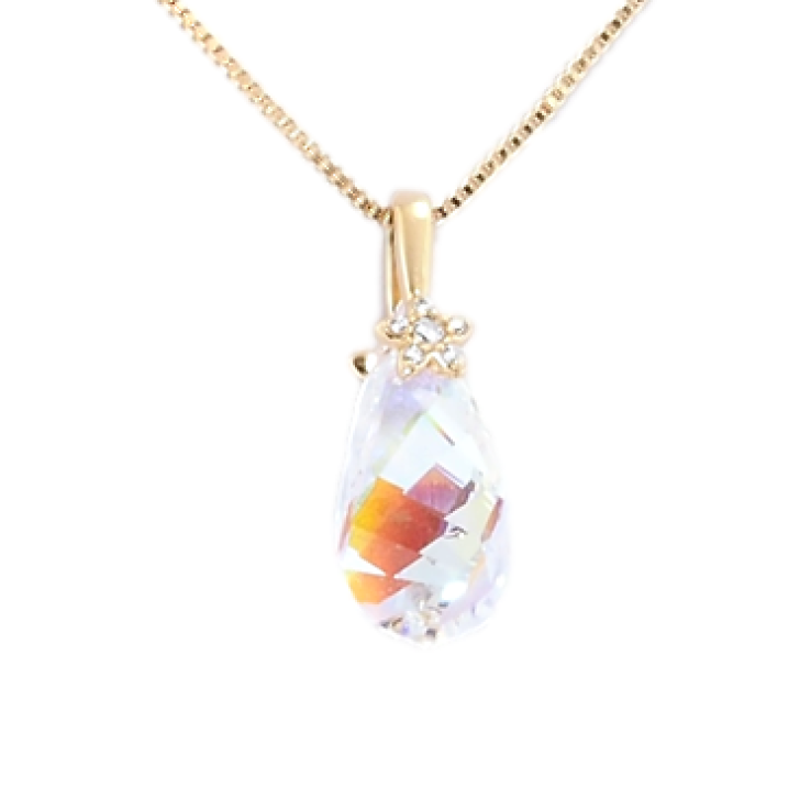 Кулон Xuping колір 18K з кр-ми Swarovski на ланцюжку Кристальна крапля Shimmer з квіточкою довжина 39-45см фото №13