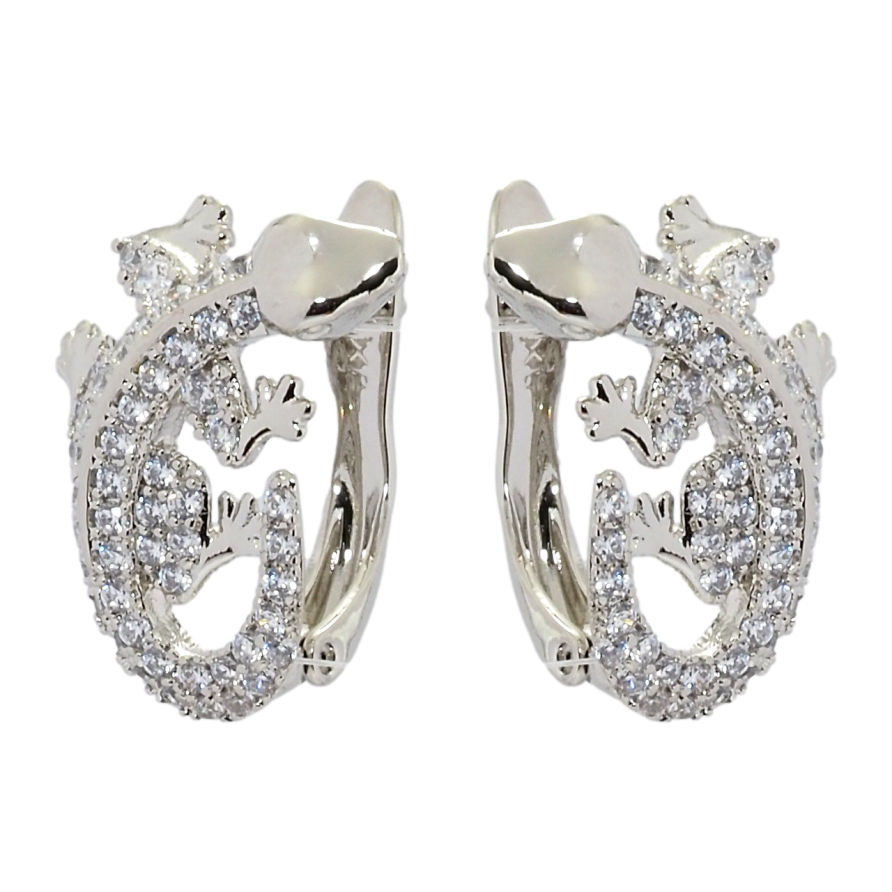 Сережки Xuping Родій англійський замок Саламандра фото №1 Сережки Xuping Родій англійський замок Саламандра фото №1