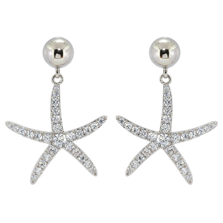 Серьги Xuping Родий пусеты Морская звезда фото №9