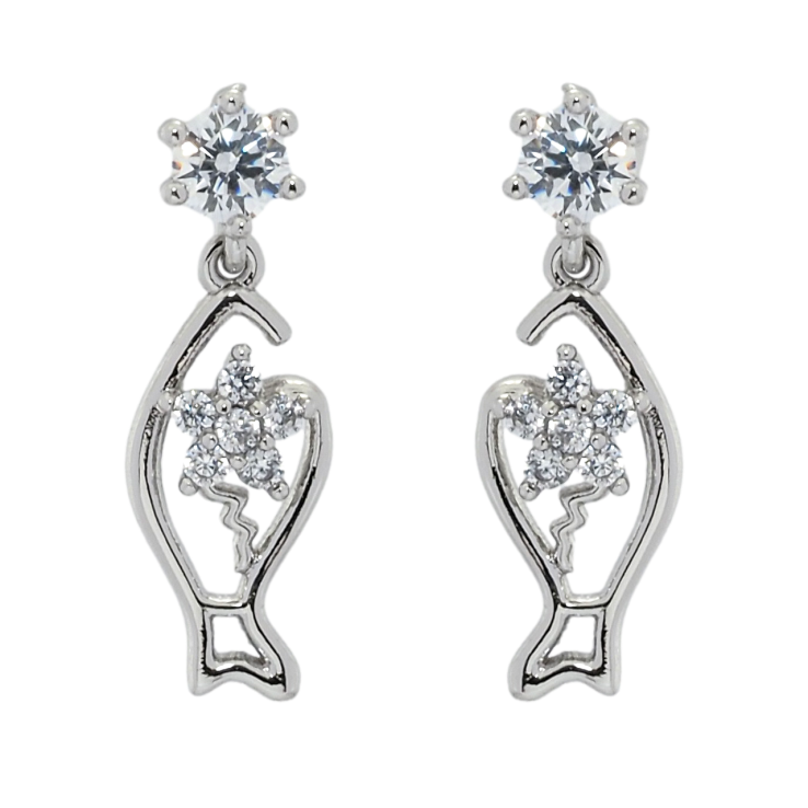 Серьги Xuping Родий пусеты Подвески рыбки фото №8