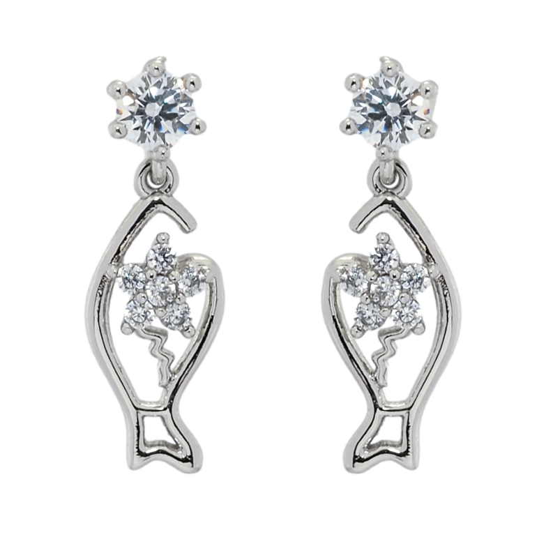 Серьги Xuping Родий пусеты Подвески рыбки фото №1