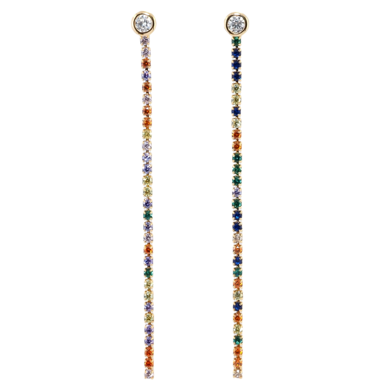 Сережки Xuping Позолота 18K пусети Різнокольорові доріжки цирконію фото №1