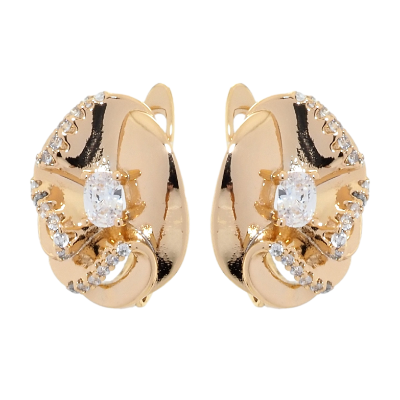 Сережки Xuping Позолота 18K англійський замок Квіточки з цирконієм фото №1