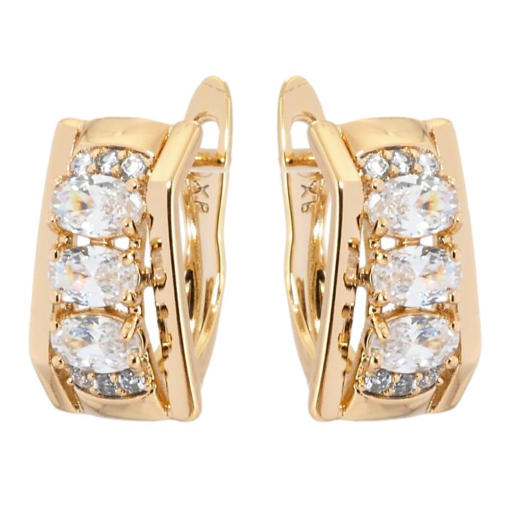 Сережки Xuping Позолота 18K англійський замок Блиск кристалів фото №4 Сережки Xuping Позолота 18K англійський замок Блиск кристалів фото №4