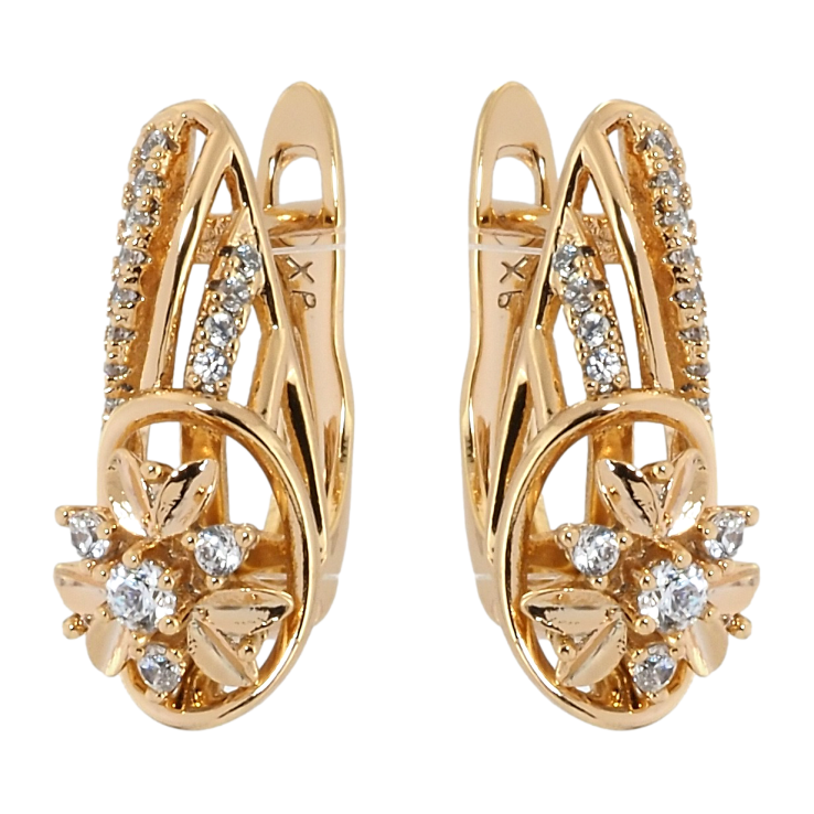 Сережки Xuping Позолота 18K англійський замок Квітковий орнамент з цирконієм фото №12 Сережки Xuping Позолота 18K англійський замок Квітковий орнамент з цирконієм фото №12