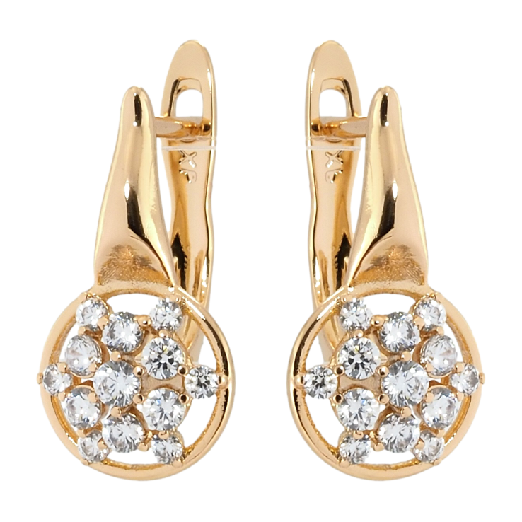 Сережки Xuping Позолота 18K англійський замок колечка з цирконієм фото №4 Сережки Xuping Позолота 18K англійський замок колечка з цирконієм фото №4