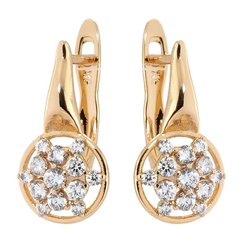 Сережки Xuping Позолота 18K англійський замок колечка з цирконієм фото №1