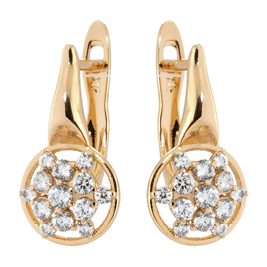 Сережки Xuping Позолота 18K англійський замок колечка з цирконієм фото №1 Сережки Xuping Позолота 18K англійський замок колечка з цирконієм фото №1