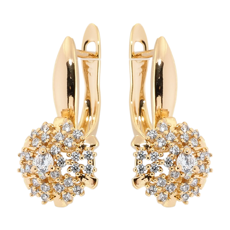 Серьги Xuping Позолота 18K английский замок Россыпь циркония фото №3 Серьги Xuping Позолота 18K английский замок Россыпь циркония фото №3