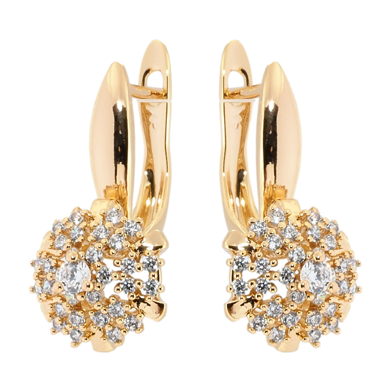 Серьги Xuping Позолота 18K английский замок Россыпь циркония фото №1 Серьги Xuping Позолота 18K английский замок Россыпь циркония фото №1