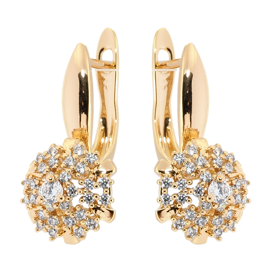 Серьги Xuping Позолота 18K английский замок Россыпь циркония фото №1 Серьги Xuping Позолота 18K английский замок Россыпь циркония фото №1