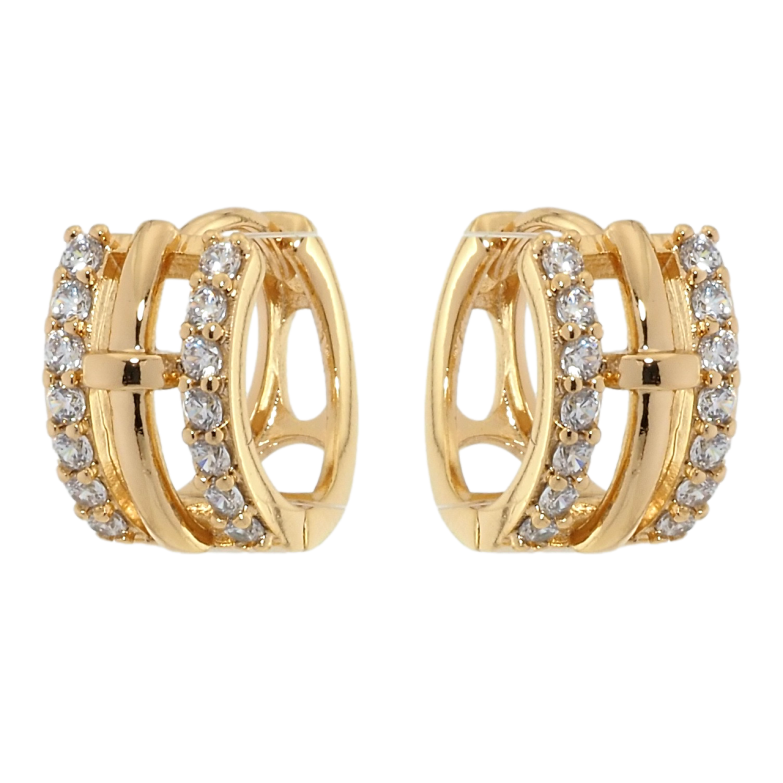 Серьги Xuping Позолота 18K колечки Широкие с дорожками циркония фото №1