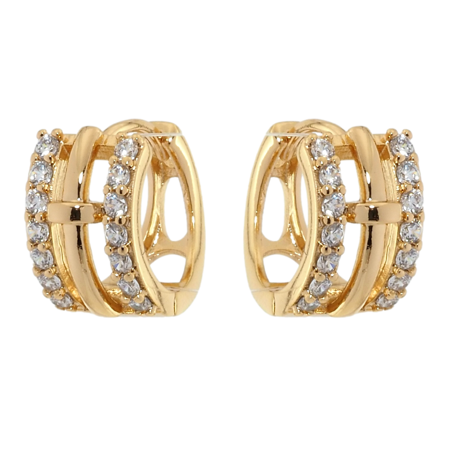 Сережки Xuping Позолота 18K колечка Широкі з доріжками цирконію фото №1 Сережки Xuping Позолота 18K колечка Широкі з доріжками цирконію фото №1