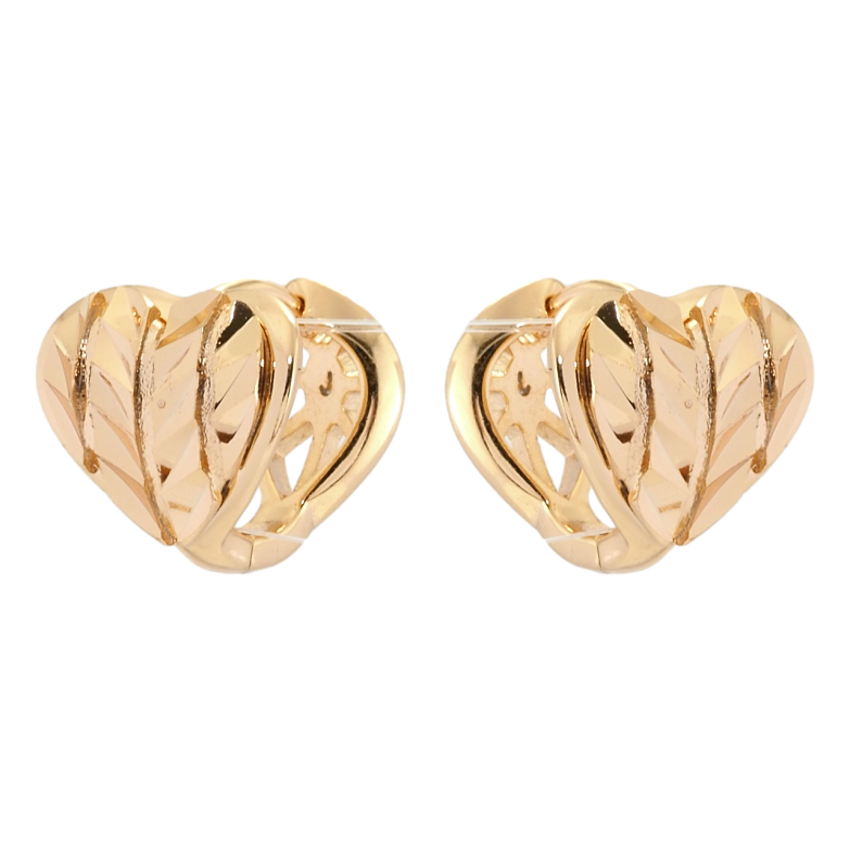 Сережки Xuping Позолота 18K колечка Сердечки з візерунком насічками фото №1