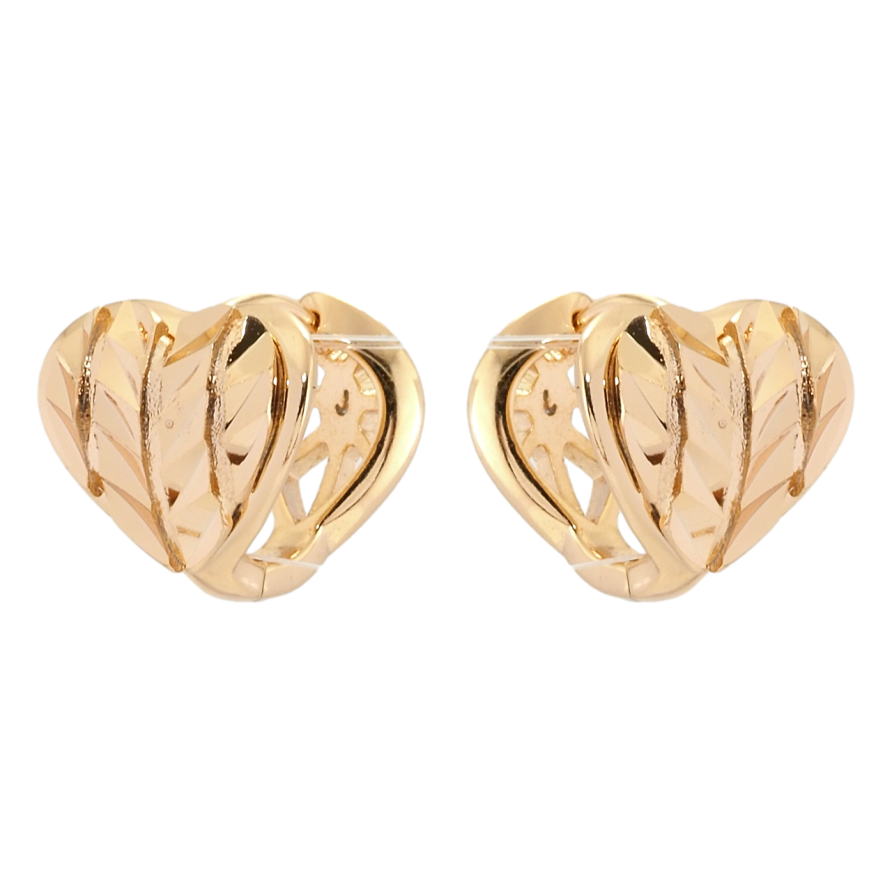 Сережки Xuping Позолота 18K колечка Сердечки з візерунком насічками фото №1 Сережки Xuping Позолота 18K колечка Сердечки з візерунком насічками фото №1