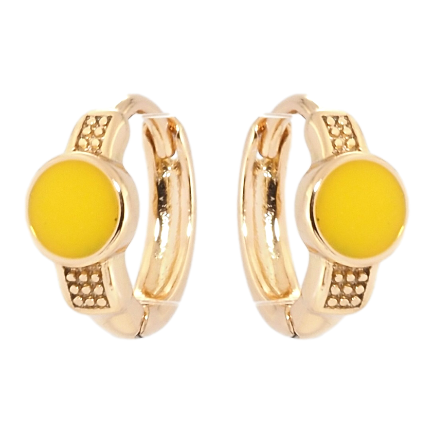 Серьги Xuping Позолота 18K колечки Круги с желтой эмалью фото №1 Серьги Xuping Позолота 18K колечки Круги с желтой эмалью фото №1