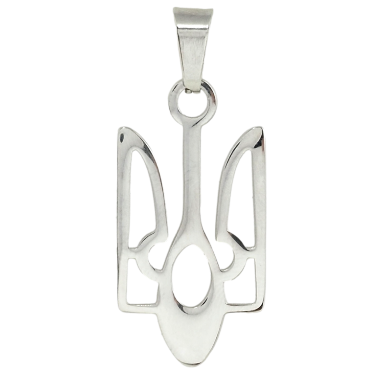 Кулон Xuping TTM Stainless Steel цвет Родий БОЛЬШОЙ Герб Украины Мужской для цепочки до 5мм розмір 3 х 1.5см фото №1