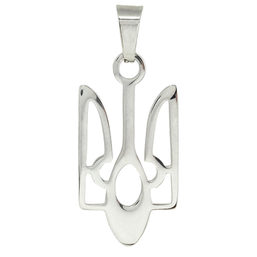 Кулон Xuping TTM Stainless Steel цвет Родий БОЛЬШОЙ Герб Украины Мужской для цепочки до 5мм розмір 3 х 1.5см фото №1