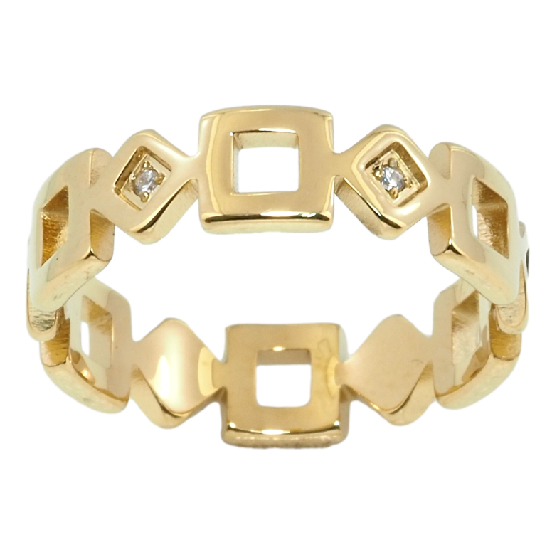 Каблучка Xuping TTM Stainless Steel Колір 14К Геометрія фото №2 Каблучка Xuping TTM Stainless Steel Колір 14К Геометрія фото №2