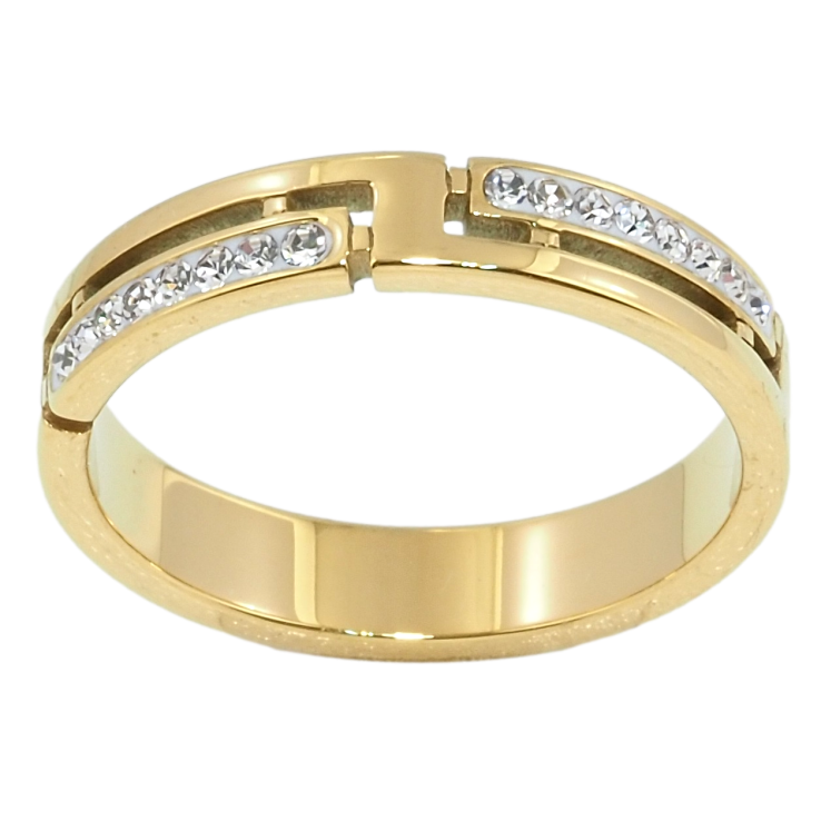 Каблучка Xuping TTM Stainless Steel Колір 14К Суворий орнамент з доріжками цирконію фото №5 Каблучка Xuping TTM Stainless Steel Колір 14К Суворий орнамент з доріжками цирконію фото №5