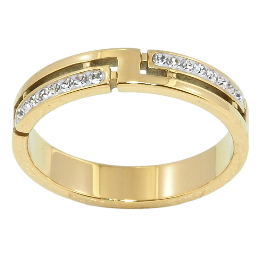 Кольцо Xuping TTM Stainless Steel Цвет 14К Строгий орнамент с дорожками циркония фото №1 Кольцо Xuping TTM Stainless Steel Цвет 14К Строгий орнамент с дорожками циркония фото №1