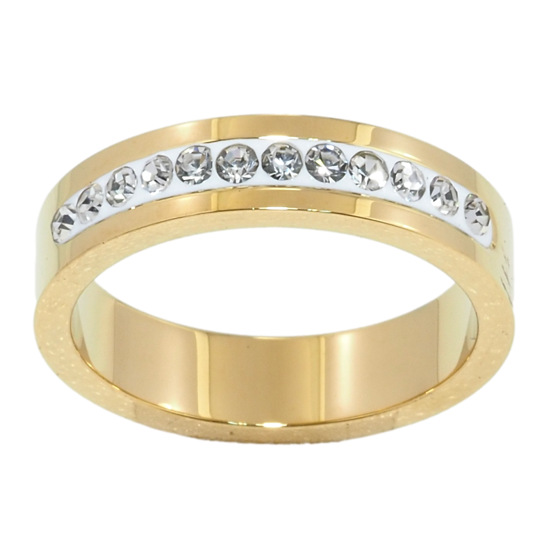 Каблучка Xuping TTM Stainless Steel Колір 14К Доріжка цирконію фото №1 Каблучка Xuping TTM Stainless Steel Колір 14К Доріжка цирконію фото №1