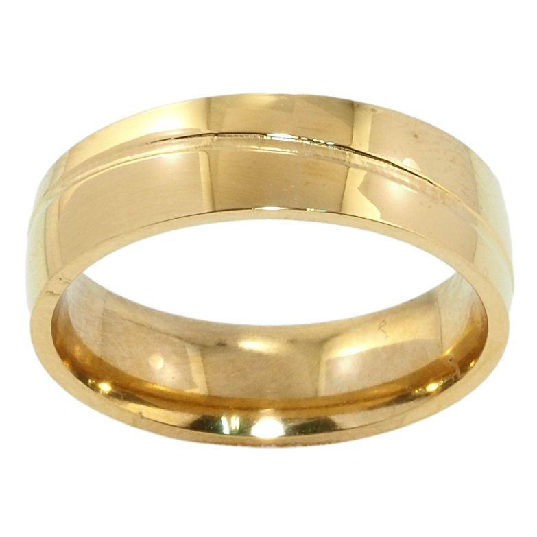 Каблучка Xuping TTM Stainless Steel Колір 14К Обручка з візерунком, шир. 6мм фото №1