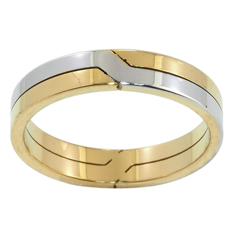 Кольцо Xuping TTM Stainless Steel Цвет 14К + Родий Обручальное, шир. 4мм фото №1