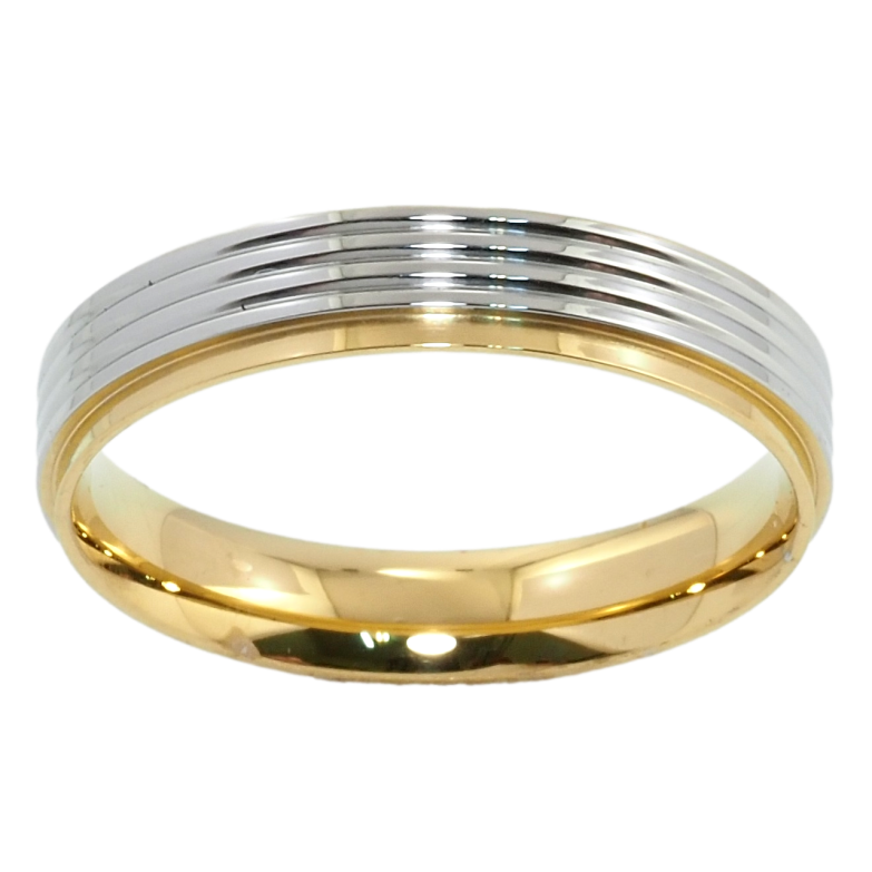 Каблучка Xuping TTM Stainless Steel Колір 14К + Родій Обручка, шир. 4мм фото №1 Каблучка Xuping TTM Stainless Steel Колір 14К + Родій Обручка, шир. 4мм фото №1