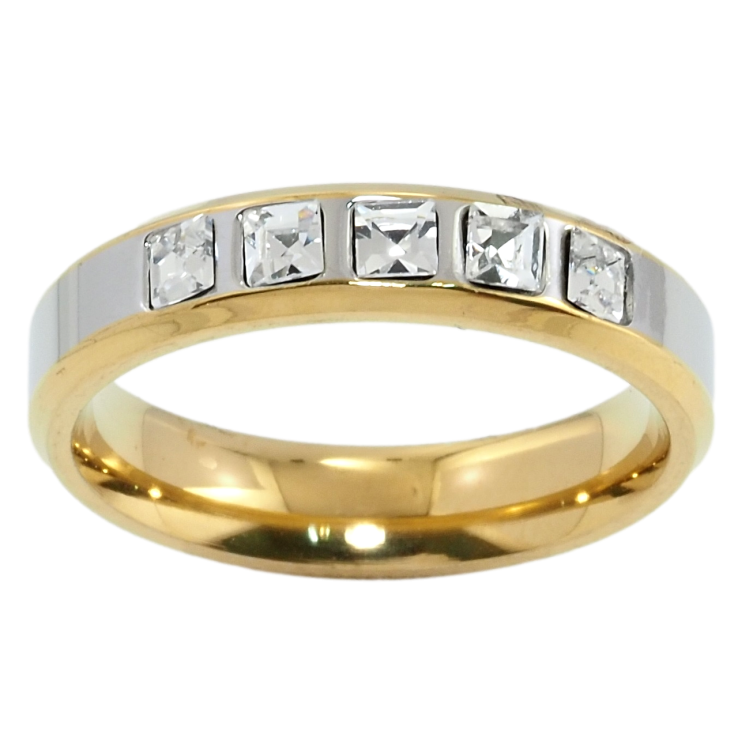 Каблучка Xuping TTM Stainless Steel Колір 14К + Родій Доріжка кристалів фото №13 Каблучка Xuping TTM Stainless Steel Колір 14К + Родій Доріжка кристалів фото №13