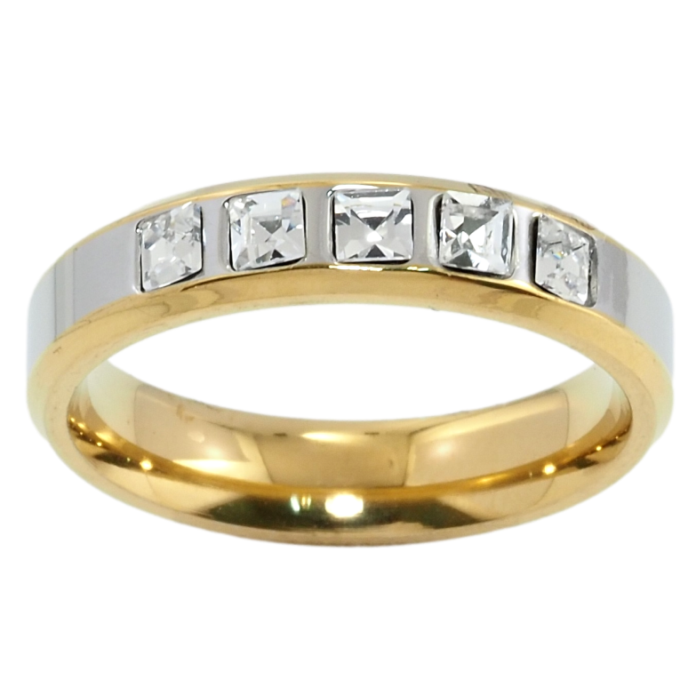 Каблучка Xuping TTM Stainless Steel Колір 14К + Родій Доріжка кристалів фото №1 Каблучка Xuping TTM Stainless Steel Колір 14К + Родій Доріжка кристалів фото №1