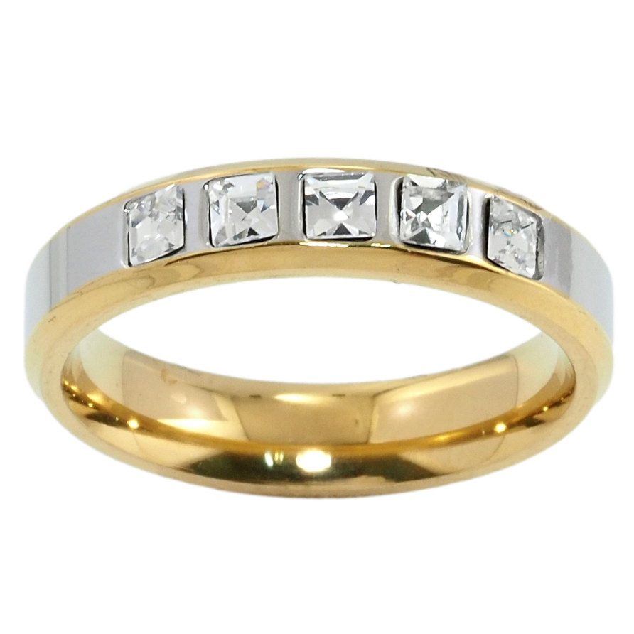 Каблучка Xuping TTM Stainless Steel Колір 14К + Родій Доріжка кристалів фото №1 Каблучка Xuping TTM Stainless Steel Колір 14К + Родій Доріжка кристалів фото №1