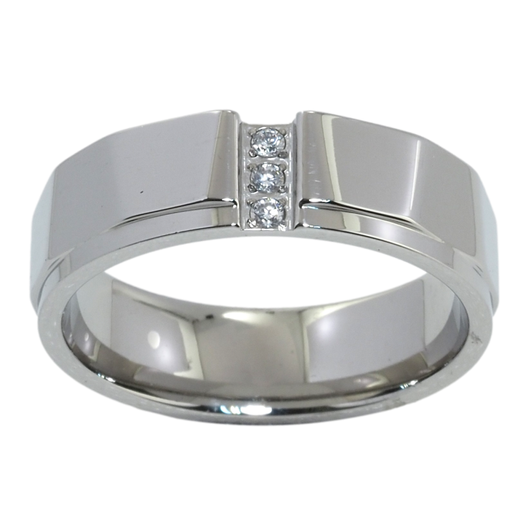 Кольцо Xuping TTM Stainless Steel Цвет Родий Обручальное с цирконием, шир. 6мм фото №17