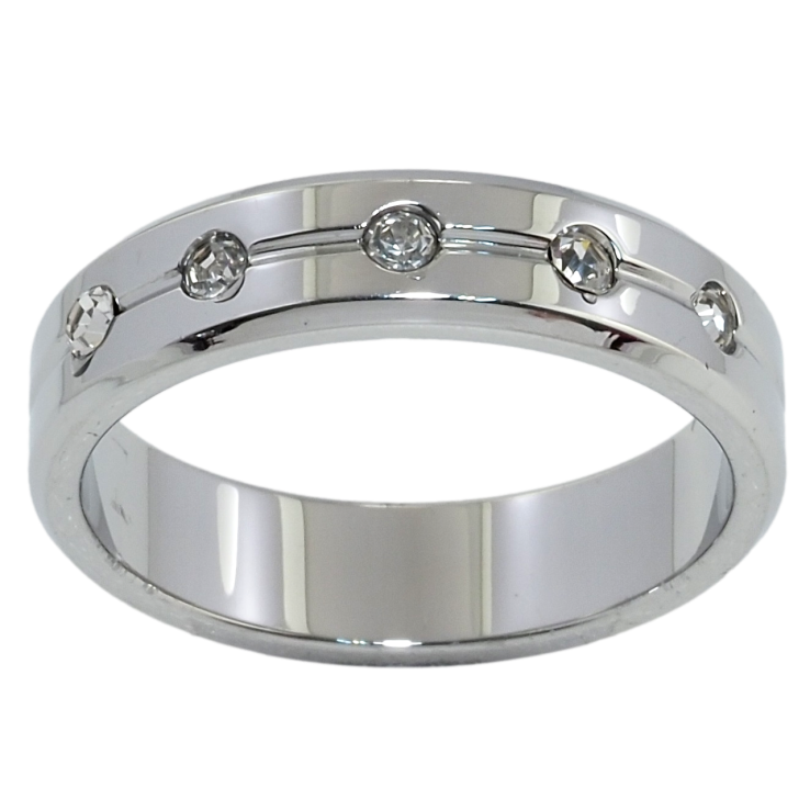 Каблучка Xuping TTM Stainless Steel Колір Родій Обручка з цирконієм, шир. 5мм фото №7